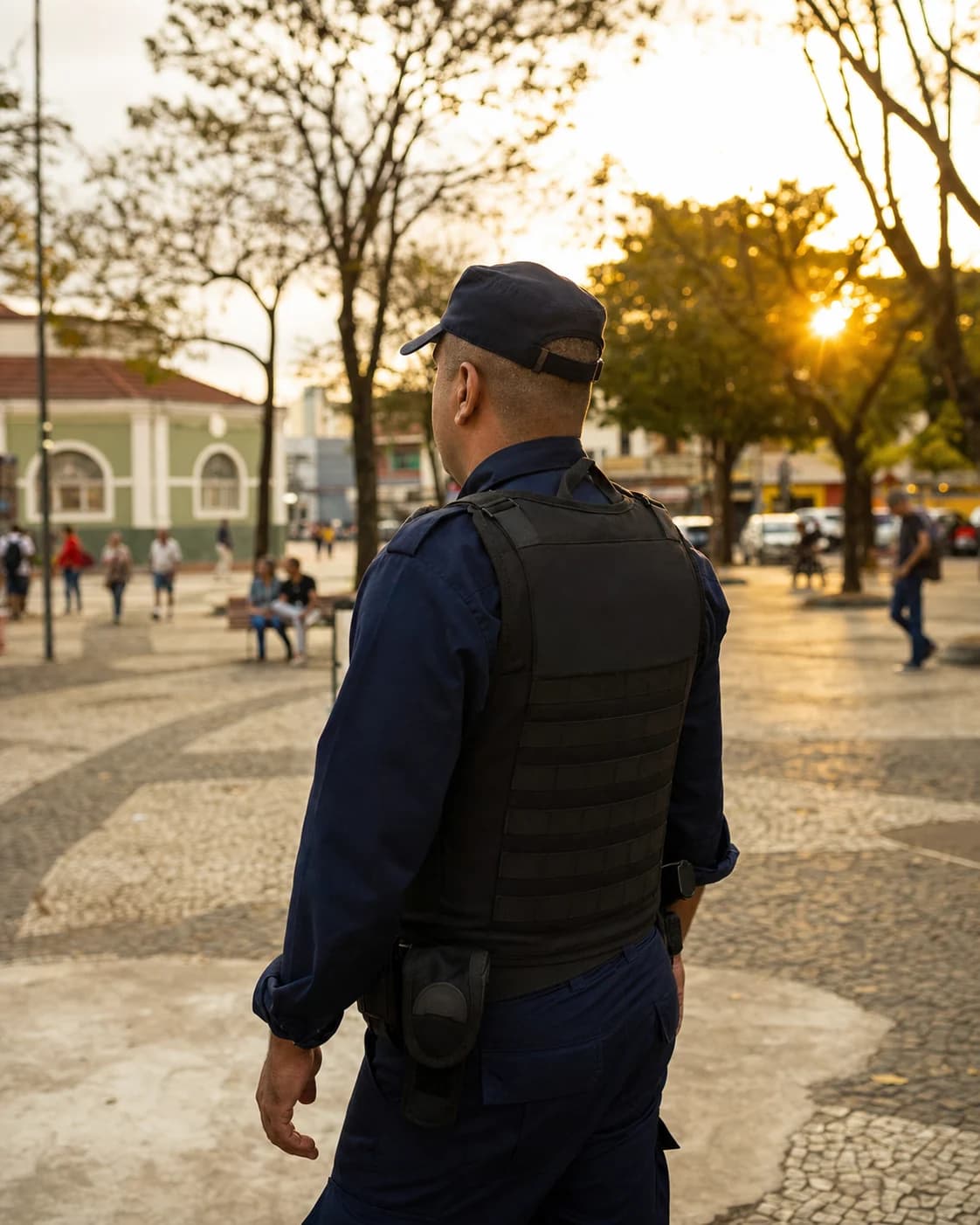 Guarda municipal em serviço urbano